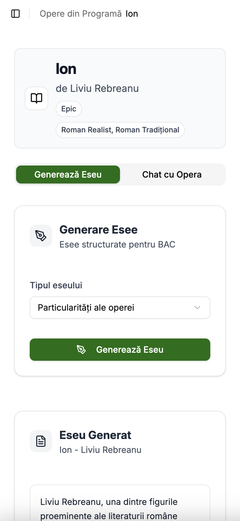 Dashboard Bacalaureat AI - Versiune mobilă